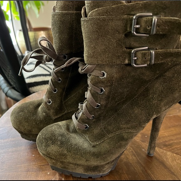 Sam Edelman Vancouver olive army green platform lace up combat boots - Picture 4 of 7
